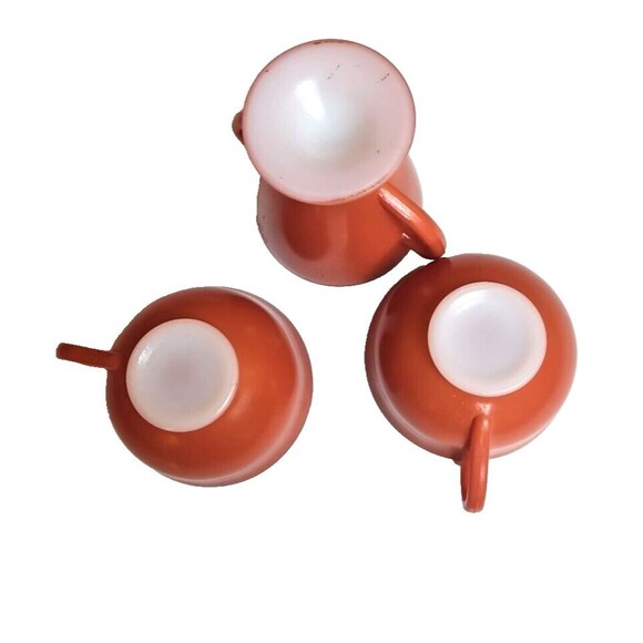 Hazel Atlas Ovide rust vintage set 2 cups w/ open sugar bowl - Picture 3 of 7